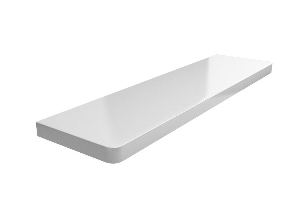 Fensterbank aus laminierter MDF in glänzendem Weiß, 3cm feuchtigkeitsbeständig