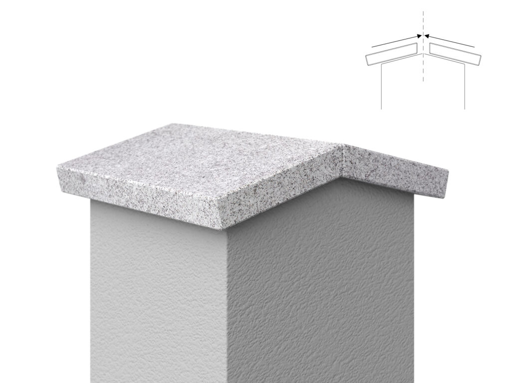 Granit Giebel Abdeckung Geklebt Bianco Crystal Geflammt 2cm