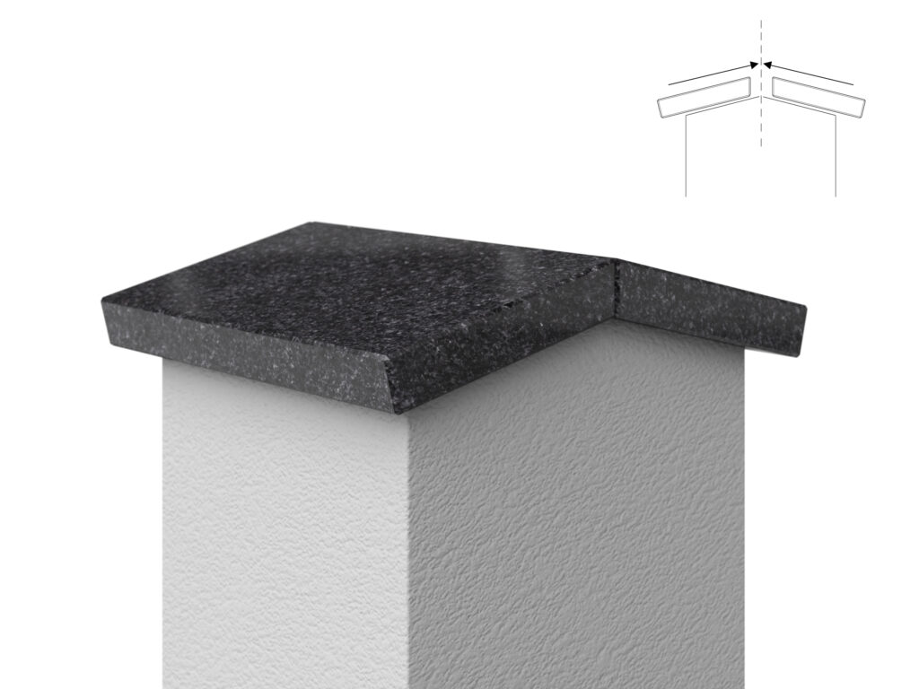Granit Giebel Abdeckung Geklebt Black Antracite 2cm