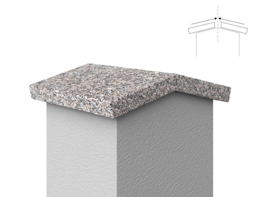 Granit Giebel Abdeckung Geklebt Rosa Beta 3cm